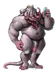  anthro dramamine drinking_glass flaccid male mind_flayer musclegut muscular muscular_male nipple_piercing nipples nude penis piercing precum solo standing tentacles vein 