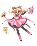  :d absurdres animal_ears bell black_legwear blonde_hair blue_eyes boots cardcaptor_sakura cat_ears cosplay fang fuuin_no_tsue garnet_(jewelpet) highres jewelpet_(series) jewelpet_twinkle jingle_bell kinomoto_sakura kinomoto_sakura_(cosplay) magical_girl miria_marigold_mackenzie nyama open_mouth pink_footwear sango_(jewelpet) smile solo thighhighs twintails wand 