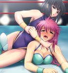  asphyxiation bangs black_eyes black_hair blue_leotard blush boots breasts breath choke_hold cleavage crying digdug006 drooling large_breasts leotard long_hair mighty_yukiko minami_toshimi multiple_girls nose_blush open_mouth pink_hair ryona saliva stf strangling streaming_tears submission_hold sweat tears thigh_boots thighhighs wrestle_angels wrestle_angels_survivor wrestling wrestling_ring 