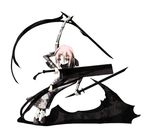  androgynous crona_(soul_eater) fighting_stance full_body grey_eyes hair_between_eyes makenshi_chrona multi_arm multiple_arms pink_hair shoes short_hair solo soul_eater sword triple_wielding weapon 