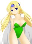  arms_behind arms_behind_back blonde_hair blue_eyes breasts cape celes_chere cleavage female final_fantasy final_fantasy_vi headband large_breasts leotard long_hair shoulder_pads solo tekuteku_(pixiv) uchouten 