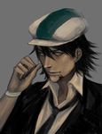  brown_eyes brown_hair cabbie_hat eyelashes facial_hair hat k-rei kaburagi_t_kotetsu male_focus necktie realistic solo stubble tiger_&amp;_bunny upper_body 