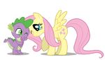  dragon equine female feral fluttershy_(mlp) flutteshy_(mlp) friendship_is_magic green_eyes hasbro horse male mammal my_little_pony pegasus plain_background spike_(mlp) unknown_artist white_background wings 