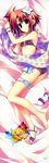  absurdres barefoot bikini bracelet dakimakura feet fujima_takuya full_body highres huge_filesize innertube jewelry leg_garter lying on_side polka_dot polka_dot_bikini polka_dot_swimsuit purple_eyes red_hair sandals scan shoes short_hair single_shoe smile_shooter solo swimsuit usaki_yurina 