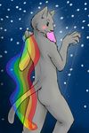  butt cat feline icefang_cerule looking_at_viewer male mammal nude nyan_cat rainbow solo space tail 