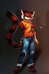  dawkz female jeans mammal paintbrush red_panda solo topaz_(character) 