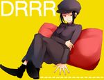  bad_id bad_pixiv_id black_hair breasts durarara!! hat karisawa_erika medium_breasts sitting solo 