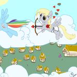  &hearts; blonde_hair blue blue_body blue_fur bow_(weapon) bow_and_arrow cupid cute derp derpy_hooves_(mlp) diaper equine female feral friendship_is_magic fur grey grey_body hair hasbro holidays horse mammal my_little_pony pegasus pony rainbow_dash_(mlp) ranged_weapon safe smile uhoh unknown_artist valentine's_day valentines_day weapon wings 