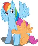  cub equine female feral friendship_is_magic fur hasbro horse hug mammal my_little_pony pegasus rainbow_dash_(mlp) scootaloo_(mlp) wings xxcutietigercubxx young 