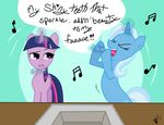  female feral friendship_is_magic frostheartissiamese hasbro horn horse mammal musical_note my_little_pony singing toothbrush trixie_(mlp) twilight_sparkle_(mlp) unicorn 