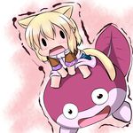  animal_ears blonde_hair cat_ears cat_tail chibi extra_ears hoshizuki_(seigetsu) kemonomimi_mode mizuhashi_parsee open_mouth pakkun_baby puru-see scarf seiken_densetsu solo tail touhou trembling |_| 