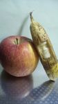  apple banana face food fruit highres photo sculpture smile stare staring y_yamaden 