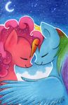  blue_fur couple equine female feral friendship_is_magic fur hasbro horse jack-a-lynn mammal moon my_little_pony night pegasus pinkie_pie_(mlp) pony rainbow_dash_(mlp) stars wings 