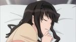  amagami black_hair clenched_hand headband lying morishima_haruka open_mouth pillow sleeping solo 