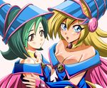  2girls blonde_hair blue_eyes blush breasts brown_eyes cleavage cosplay dark_magician_girl dark_magician_girl_(cosplay) duel_monster green_hair loli mizuki_kotori_(yugioh_zexal) mizuki_kotori_(yuu-gi-ou_zexal) multiple_girls smile yu-gi-oh! yugioh_zexal yuu-gi-ou_duel_monsters yuu-gi-ou_zexal 