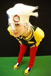  cosplay headband highres jacket photo real red_eyes soul_eater soul_eater_(character) soul_eater_evans white_hair 