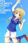  2011_fifa_women's_world_cup ahoge highres ok-ray soccer_uniform solo sportswear twintails world_cup 