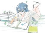  bad_id bad_pixiv_id barefoot blue_eyes blue_hair book feet kanke_(yonkuma) male_focus mouse nezumi_(no.6) no.6 sketch solo younger 