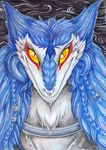  blue blue_fur collar fur grin looking_at_viewer male murrkus portrait sergal smile smoke solo zvynuota 