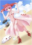  aina_(artist) ass bat bats beach capcom darkstalker darkstalkers demon_girl flat_chest green_hair hat high_heels lilith_aensland morrigan_aensland nipples pink_hair sasquatch sasquatch_(vampire) shoes succubus vampire_(game) 