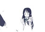  akiyama_mio k-on! long_hair monochrome ribbon school_uniform simple_background solo_focus suan_ringo sweater_vest 