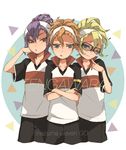  :3 bad_id bad_pixiv_id blonde_hair blue_eyes green_eyes hayabusa_hideki headband inazuma_eleven_(series) inazuma_eleven_go kita_ichiban multiple_boys nato nishinosora_yoichi orange_hair purple_hair short_hair smile soccer_uniform sportswear sunglasses tengawara 