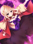  axis_powers_hetalia bad_id bad_pixiv_id blonde_hair boots breasts cape cleavage dress flower france_(hetalia) genderswap genderswap_(mtf) hair_flower hair_ornament large_breasts nogi_takayoshi outstretched_arms purple_eyes rose shirt solo taut_clothes taut_shirt 