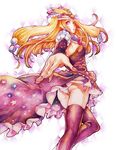  animal_hat ass foreshortening hat long_hair mawaru_penguindrum mixed_media nanase_shie pink_eyes princess_of_the_crystal solo star takakura_himari thighhighs traditional_media watercolor_(medium) 