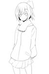  alternate_costume contemporary greyscale hair_ornament hair_ribbon hairclip highres jacket lineart monochrome ribbon rumia scarf short_hair skirt solo touhou tp65pxu4 transparent_background 