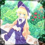  absurdres ayakashi_(monkeypanch) blonde_hair book dress flower gosick highres long_hair sitting solo victorica_de_blois 