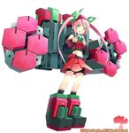  bike_shorts cosmic_break flat_chest green_eyes hair_ornament highres mecha_musume midriff morizo_cs navel official_art open_mouth pink_hair skirt sleeveless solo toybox_girl twintails visor 