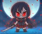 aura blood-c chibi commentary glasses kisaragi_saya lowres onmitsu_doushin_a solo sword weapon 