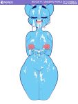  3mangos anthro blue_fur breasts cartoon_network cum cum_in_hands cum_on_breasts cum_on_leg cum_on_stomach cum_on_tongue cum_splattered domestic_cat eyes_closed felid feline felis female fur hi_res mammal mature_female navel nicole_watterson nipples nude open_mouth pussy simple_background solo the_amazing_world_of_gumball tongue tongue_out white_background 