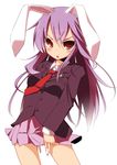  animal_ears blazer bullet bunny_ears crescent dress_shirt ebiebiebio jacket long_hair necktie pleated_skirt purple_hair red_eyes red_neckwear reisen_udongein_inaba shirt skirt solo touhou 