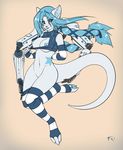  android anthro arm_warmers big_breasts blue blue_hair blue_nipples blue_nose blue_pawpads blush breasts chaosie claws featureless_crotch female fluff-kevlar hair hindpaw legwear long_hair looking_at_viewer markings navel nipples nude paws restricted_palette robotic_arm robotic_arms smile solo stockings striped_stockings tail teeth thighs twintails white white_body wide_hips 