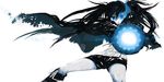  aiming_at_viewer akuhaku arm_cannon black_hair black_rock_shooter black_rock_shooter_(character) blue_eyes boots long_hair md5_mismatch scar shorts solo twintails weapon 