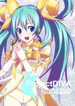  aqua_hair blue_eyes fingerless_gloves gloves hatsune_miku headset long_hair nishina open_mouth project_diva_(series) project_diva_2nd solo twintails very_long_hair vocaloid 