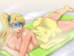  ass bare_shoulders blonde_hair booty breasts capcom female gureko_rouman mask rainbow_mika solo spiral_brain street_fighter street_fighter_zero street_fighter_zero_3 towel twintails 