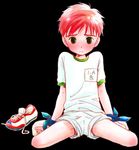  1boy bdsm bondage bound bound_ankles bound_wrists boy bulge child digimon digimon_adventure_02 digimon_adventures_02 gym_uniform izumi_koushirou lowres male male_focus red_hair school_uniform schoolboy shorts sitting solo spread_legs tied tied_up undressing wrists_to_ankles 