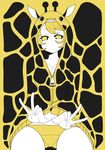  bad_id bad_pixiv_id blonde_hair breasts cleavage empty_eyes giraffe highres hood hoodie medium_breasts original panties solo tsumidango underwear v yellow_eyes zipper 