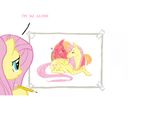  blue_eyes blush cartoonlion cutie_mark drawing english_text equine female feral fluttershy_(mlp) friendship_is_magic frown hair hasbro horse male mammal my_little_pony pegasus pencil pink_hair plain_background pony sad smile tape text white_background wings 