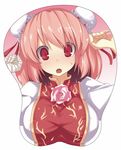  bad_id bad_pixiv_id bandages breast_mousepad breasts bun_cover chinese_clothes double_bun face flower ibaraki_kasen large_breasts mousepad naotaka pink_hair red_eyes rose short_hair solo touhou 