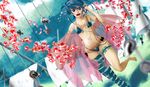  bikini blue_hair blue_legwear blurry clothes_pin cloud depth_of_field dutch_angle fish front-tie_top goldfish leg_up mashiro_akira navel open_mouth original phone print_legwear see-through short_hair single_thighhigh sky solo standing standing_on_one_leg surreal swimsuit thigh_strap thighhighs untied 