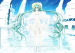  aqua_eyes aqua_hair cloud dress floating_hair hat hatsune_miku jjwww_love long_hair railing sandals sky smile solo sundress twintails very_long_hair vocaloid 