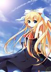  air bad_id bad_pixiv_id blonde_hair blue_eyes kamio_misuzu long_hair pf ponytail school_uniform smile solo 