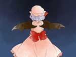  bad_id bad_pixiv_id bow comic dress from_behind hammer_(sunset_beach) hat large_bow lavender_hair remilia_scarlet short_hair silent_comic solo touhou wings 