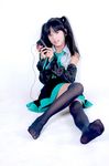  black_hair cosplay detached_sleeves hatsune_miku hatsune_miku_(cosplay) loli long_hair photo thighhighs twintails vocaloid 