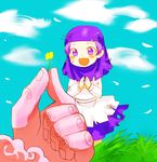  bad_id bad_pixiv_id blush chamaruku dirt flower hands hands_together hood kumoi_ichirin open_mouth purple_eyes purple_hair short_hair smile tears torn_clothes touhou unzan younger 