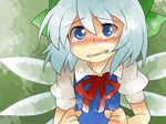  bad_id bad_pixiv_id blue_eyes blue_hair blush bow cirno crying crying_with_eyes_open dress hair_bow hammer_(sunset_beach) short_hair solo tears touhou upper_body wings 