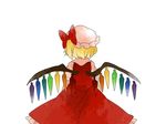  bad_id bad_pixiv_id blonde_hair blouse bow comic flandre_scarlet from_behind hair_bow hammer_(sunset_beach) hat short_hair side_ponytail silent_comic skirt solo touhou wings 